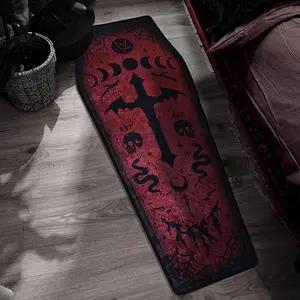 Gothic Style Skull Cross Pattern Floor Mat, 1 Count Punk Style Reflective Floor Carpet, Decorative Area Rug for Home Living Room Bedroom, Bedside Rug, Halloween