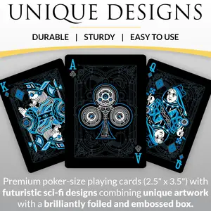 TALKING POINT CARDS Cyberpunk Deck - Hand-Drawn Artwork, Smooth Shuffling, Intricately Embossed Foil Tuckbox, 54 Poker-Size Cards, Free eBook Included Playingcards