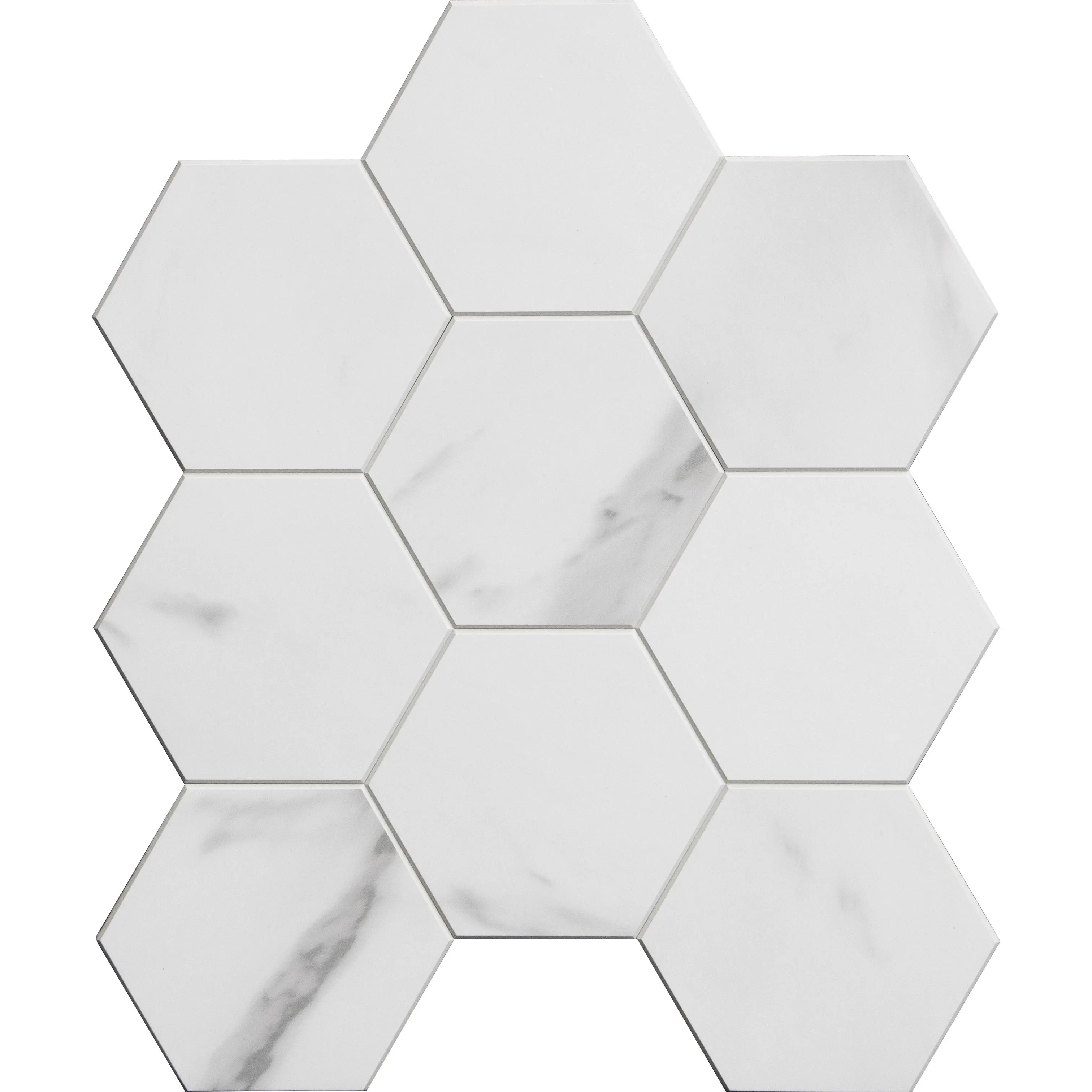COLAMO Statuario Hexagon Peel & Stick Backsplash Tile, 10 Pcs Waterproof Carrara Marble Self-Adhesive Wall Tile, Wallpaper Ideas for Kitchen & Bedroom Home Improvement Wall Decor