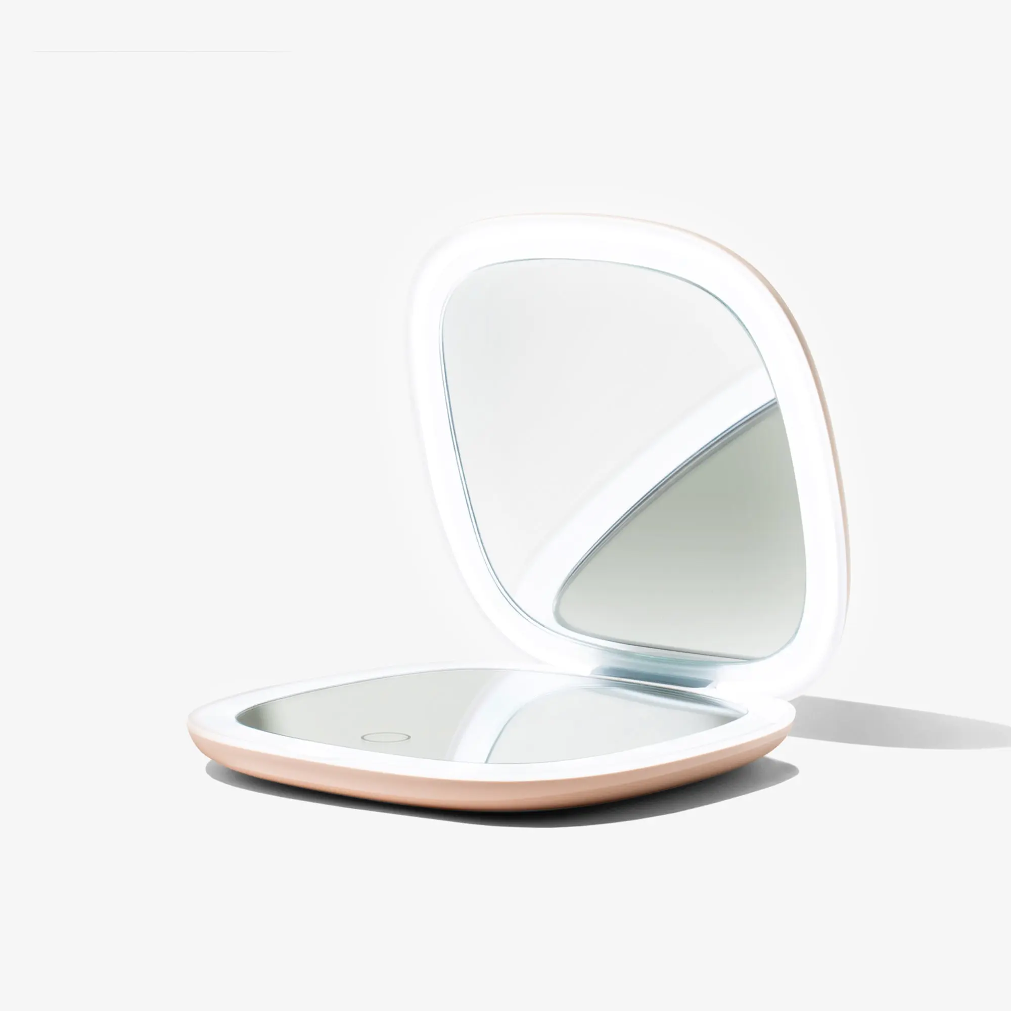 Vanity Planet Moda Mini Light Up Makeup Mirror - Nude Portable Adjustable Rechargeable LED Magnifying Travel Mirror for On-The-Go Makeup Application