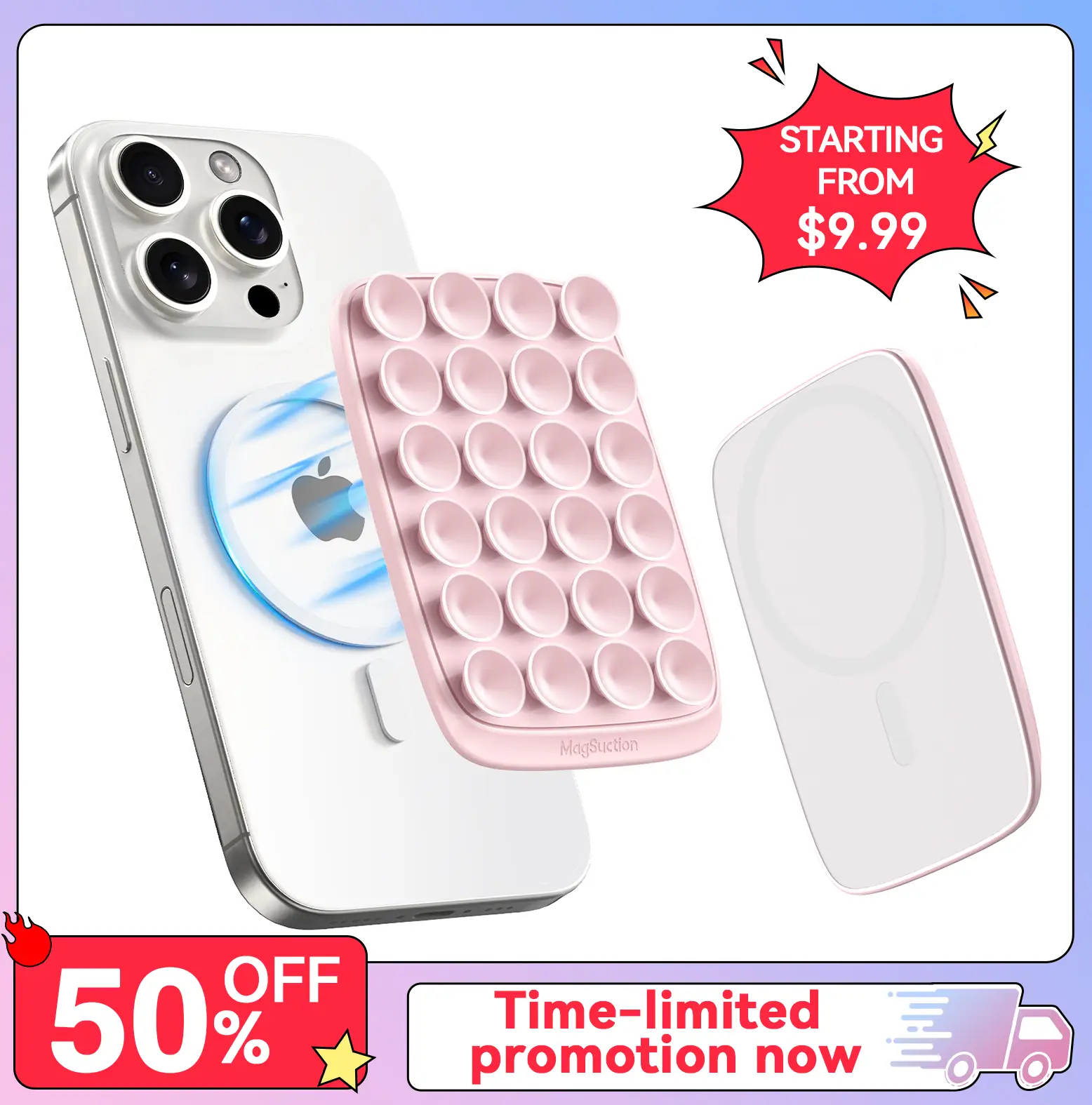 MagSuction Max Magnetic Suction Phone Mount for MagSafe, Hands-Free Phone Holder, Compatible with iPhone MagSafe Phone Case, Perfect for TikTok Videos