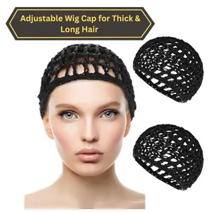 CHRISTMAS GIFT Adjustable Wig Cap for Thick & Long Hair – Mesh Net Weaving Cap for Braiding, Crochet, Sew-In & Wig Making | Fishnet Grip Headband for Secure Fit