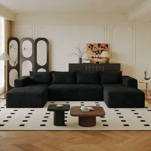 【#SummerVibes】【2 Packages Shipping】 U-Shaped Corduroy Modular Sofa Cloud Style Oversized 4-Seater with Chaise Pillows Included No Assembly Required Convertible Space-Saving for Living Room Bedroom Furniture Sets Christmas - Boneless Sectional Couch