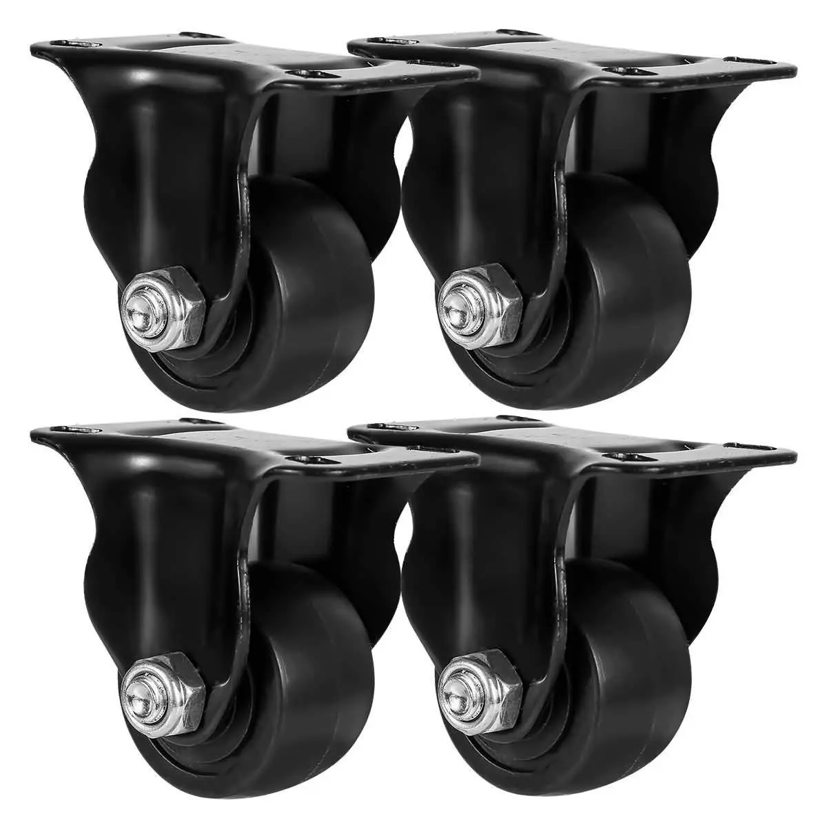 1.5 inch Heavy Duty Polyurethane Caster Wheels Rigid Fixed Non Swivel Industrial Grade Solid Low Profile Smooth and Silent 800LB Capacity Pack of 4
