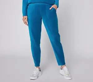 Denim & Co. Active Regular Velour Full Length Tapered Pants