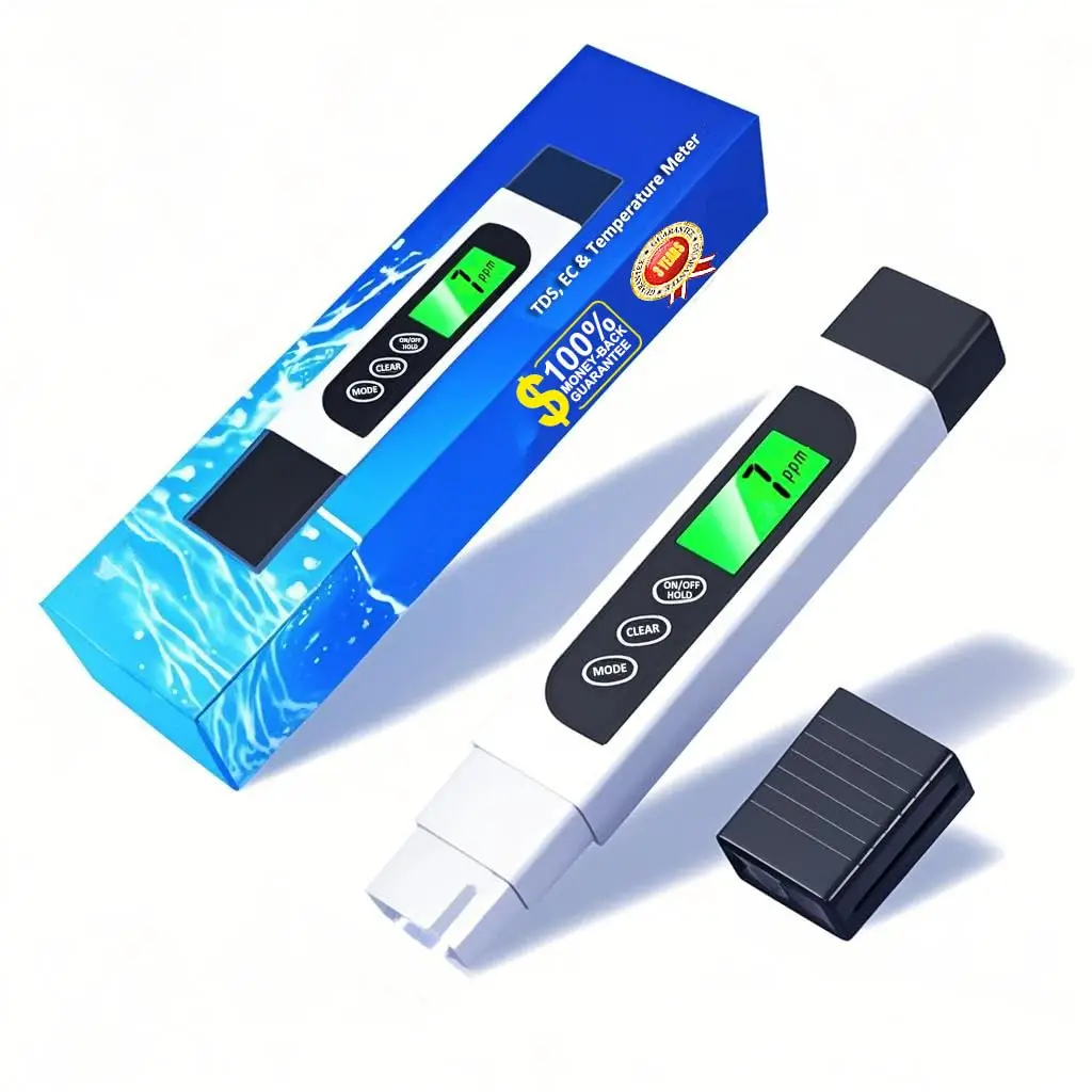 TDS Meter Digital Water Tester, Professional 3-in-1 TDS, Temperature and EC Meter with Carrying Case, 0-9999ppm, Ideal ppm Meter for Drinking Water, A