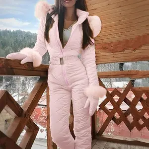 NewThick Sports Casual Snowboard Fashion Outdoor Zipper Ski Skisuit Suit Women Outfit Jumpsuit for Women Womens Pantsuit Formal Overalls Womenswear Clothes Aesthetics Can be used with a raincoat