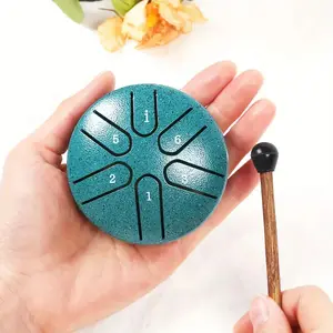 6 Tone Steel Tongue Drum, Portable Mini Steel Drum with Drumsticks, Musical Instrument for Relaxation, Camping, Meditation, Yoga, Percussion Instrument