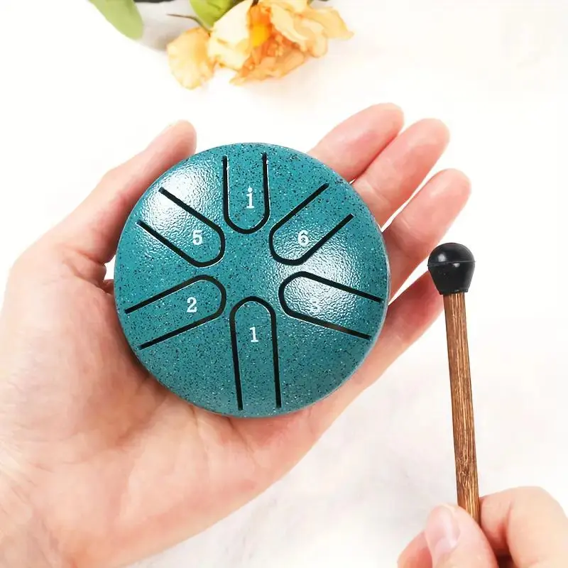 6 Tone Steel Tongue Drum, Portable Mini Steel Drum with Drumsticks, Musical Instrument for Relaxation, Camping, Meditation, Yoga, Percussion Instrument, Percussion Musical Instruments