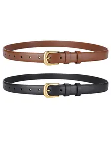 Trendy Buckle Belts, Vintage Solid Color PU Leather Belt, Casual Dress Belt, Casual Jeans Pants Belt for Women, Stylish Accessory for Everyday Wear
