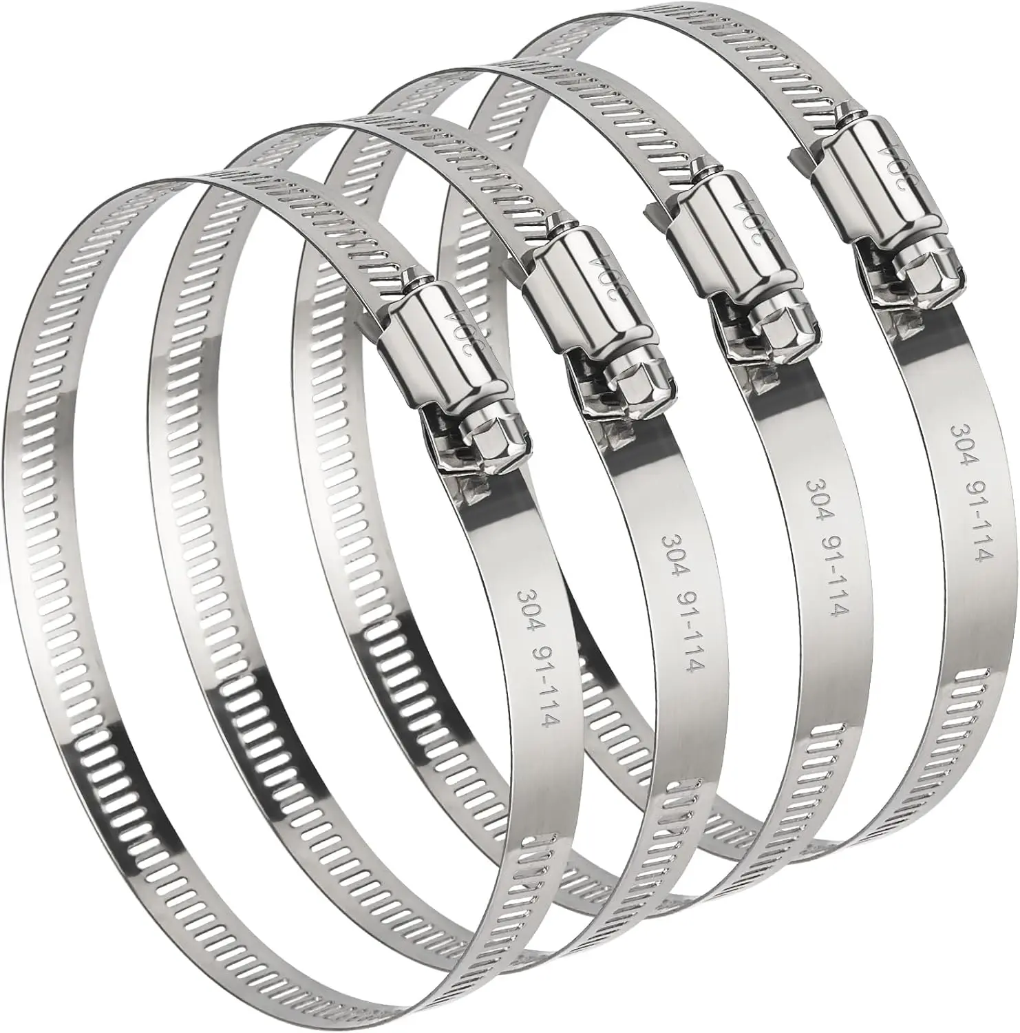 4 Pack 4 Inch Hose Clamps 304 Stainless Steel Quick-Screw Dryer Vent Clamp Adjustable 3.5 to 4.5 Worm Gear for Automotive Dust Collection