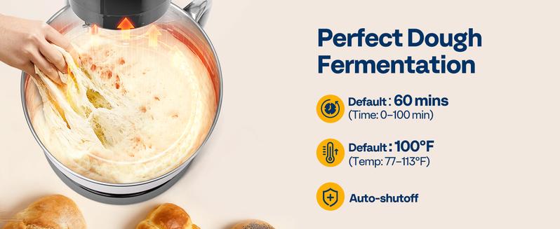 VIVOHOME Stand Mixer with Fermentation, One-Touch Presets 11 Speed Electric Dough Mixer with 6QT Bowl, Kitchen Standing Mixer for Baking, Cake with Flex Edge Beater, Bread Hook, Whisk