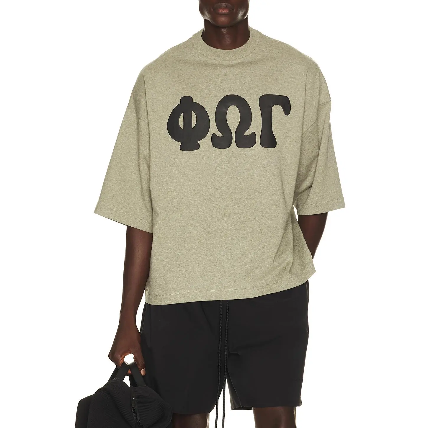 Fear of God ESSENTIALS Casual Graphic Merch Tee, Men's Jersey Tops with Comfortable Fabric, Seal Heather Color