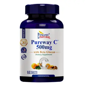 Pureway C with Beta Glucan 500mg with Beta Glucan  Vitamin C Supplement with Citrus Bioflavonoids & Calcium  Immune & Antioxidant Support USA FDA GMP NPAC-60 Tablets
