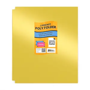 Yellow Poly Pocket Folder - 2-pockets With Business Card Slots