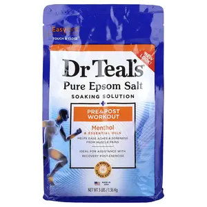 Dr. Teal's Pure Epsom Salt Soaking Solution, Pre & Post Workout, Menthol & Essential Oils, 3 lbs (1.36 kg)