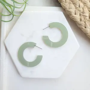 Eva Hoops - Jade / Acrylic Hoop Earrings