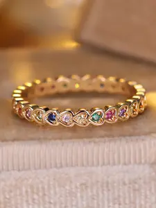 Minimalist Band Rings for Women, Rainbow Colors Synthetic Zirconia Stackable Finger Ring, Perfect Gift for Birthdays & Anniversaries, Cubic Zirconia Rings