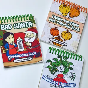 Holiday Coloring Books Bundle Premium Thick Cardstock Spiral Holiday Coloring Book, Mini Book and 3 Postcards Holiday Editions -  Christmas Gift Funny Coloring Book by Covered by Colors Ideal for All Ages