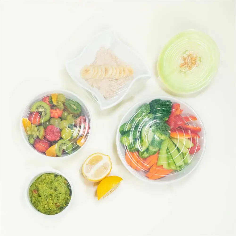 Stretch-Lids: 12-Piece Versatile Silicone Stretch Lids Set (6 Circular & 6 Rectangular) – Eco-Friendly Reusable Food Covers