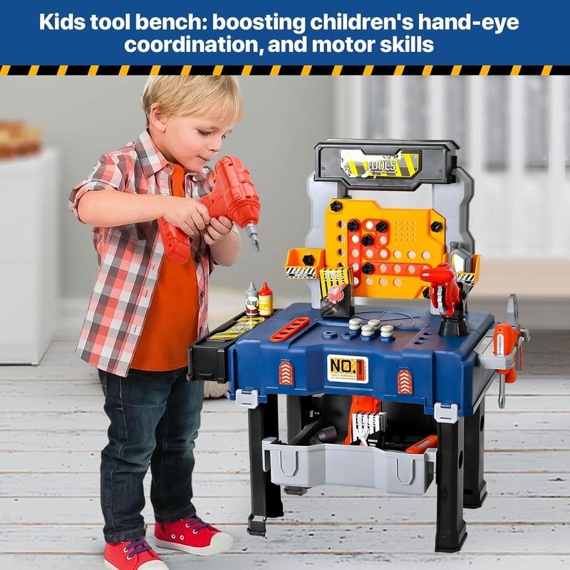 Kids Tool Bench, Kids Tool Set with with Electric Drill and Realistic Tools, Toddler Tool Set,Toddler Workbench Pretend Play Learning Gift for Boys & Girls Age 3-5, 20 X 10.5 X 24.6 in