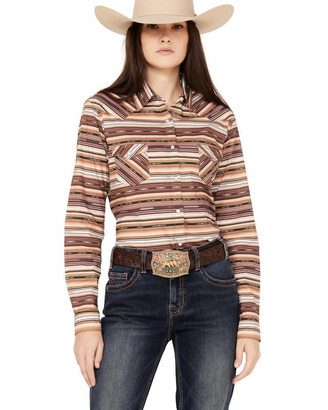 Panhandle Women's Rough Stock By Southwestern Striped Long Sleeve Western - Rswsosr0nu