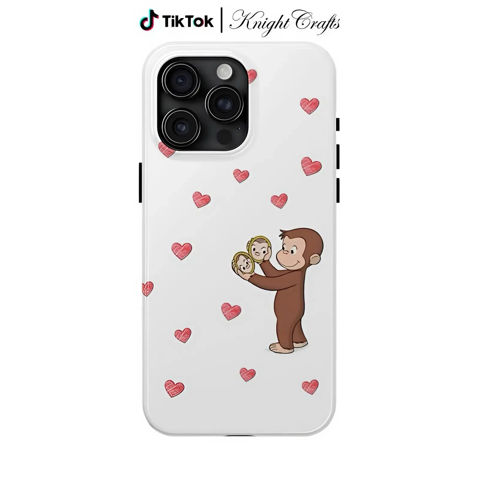 Knight Crafts Curious George Phone Case - Cute Durable Protective Cover with Heart Design Perfect Gift for Fans Stylish and Practical Accessory, Phone case with iPhone 11, 12, 13, 14, 15, 16 & 17, phone case apparel, gift for men and women