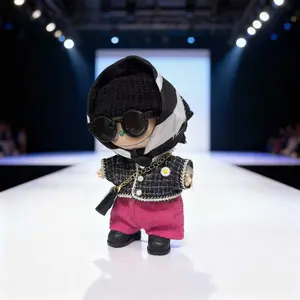 Labubu Clothes KOR 7 Piece Outfits for 6.5in Labubu Doll Korean Style Streetwear Set with Clothes Pants Shoes Hats Headscarves Crossbody Bag & Sunglasses Fashion Gift costume