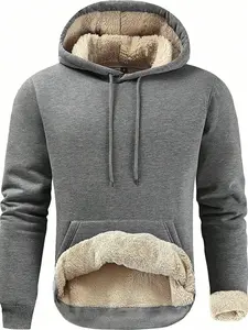 Men's Sherpa Hoodie Pullover Winter Thick Warm Fleece Lined Hooded Sweatshirt with Kangaroo Pocket Casual Long Sleeve