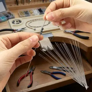 Stainless Steel Beading Needles Kit: rust-proof jewelry diy craft tools with Large Eye Design for fine or Thick Threads, Durable Stringing Sewing Needles Set, beadwork Accessories