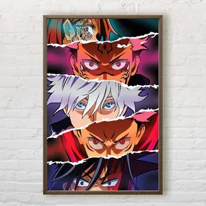 Jujutsu Kaisen Eyes Manga Art Anime Wall Print Minimalist Painting colorful Art, Gojo Satoru, Yuta Itadori, Sukuna Eyes Decor Photo