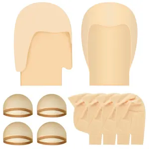 Halloween Makeup Latex Bald Caps 8 Packs  and Nylon Wig Caps for Adults Kids Women Men Halloween Party Costume Accessories