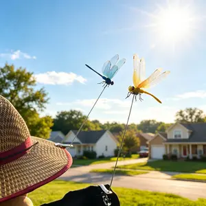 3D Metal Dragonfly Clips, 4 Pack Outdoor Fake Dragonfly Clips, Garden Decor, Natural Bird & Fly Deterrent, Creative Indoor Outdoor Garden Accessories outdoorfun