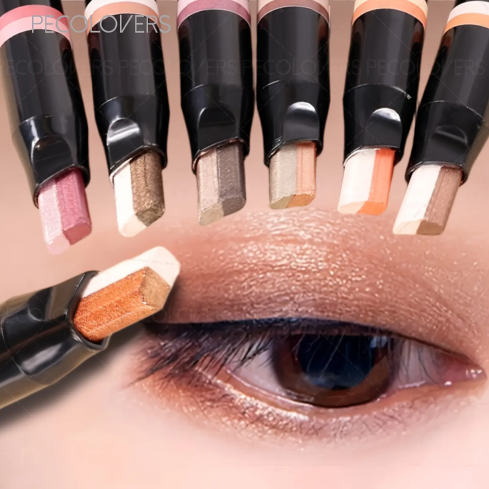 1PC 2 In 1 Double Color Eyeshadow Stick  Gradient Velvet Shadow Stick Eye Makeup Waterproof Lasting Shimmer Metallic Eyeshadow Makeup