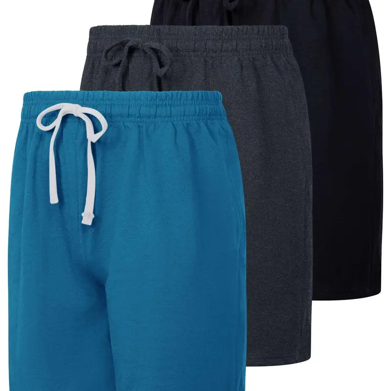 Real Essentials Men's 3-Pack 9" Cotton French Terry Gym Loungewear Shorts - Slim Fit, Stylish, Menswear, Casual, with Pockets (Available in Big & Tall)