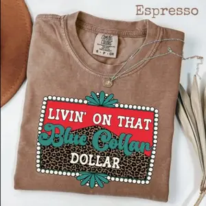 Comfort Colors Blue Collar Dollar TShirt - Retro Country Western Graphic Tee, Funny Workwear Style Shirt, Southern Outdoor Vintage Streetwear, Rodeo Farm Ranch Vibes