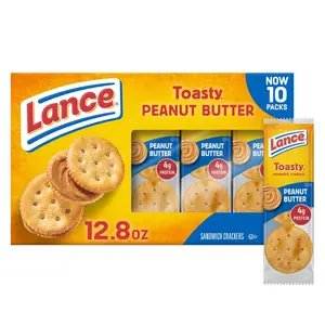 Sandwich Cookies Crackers, Toasty Peanut Butter, 10 Individually Wrapped Packs, 6 Sandwiches Each