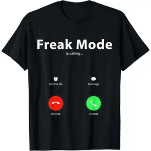 Freak Mode On Funny Power Button Meme Graphic Tee Casual Summer Gift Breathable Short Sleeve Hip Hop Vintage Style T-Shirt