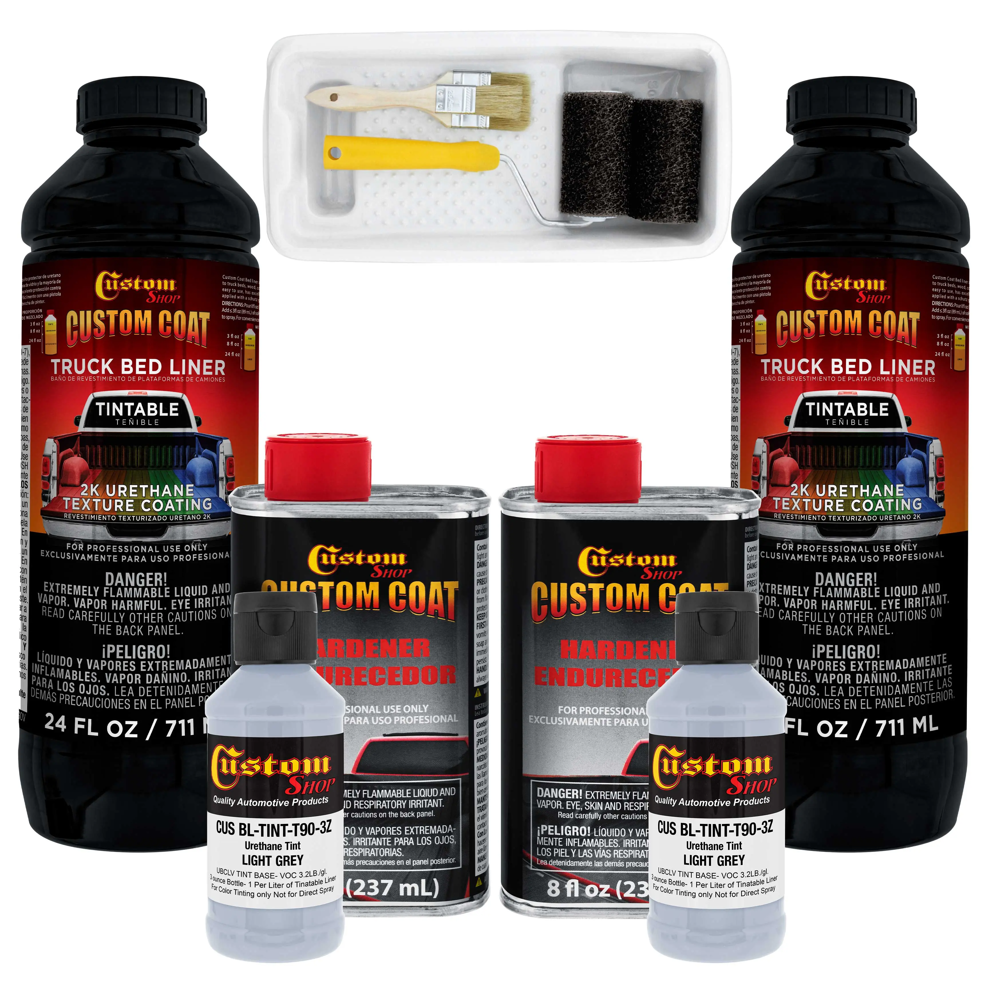 Federal Standard Color #36375 Light Gray T9 Urethane Roll-On, Brush-On or Spray-On Truck Bed Liner, 2 Quart Kit with Roller Applicator Kit