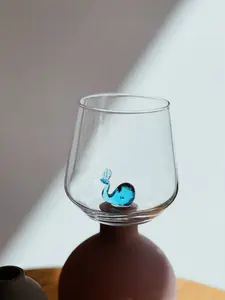 Water Drinking Glass With Handmade Whale Figure, Handmade Glassware, Tumbler&Water Glasses, Glass Mug, Glassware, Cute Tumbler, Water Glass