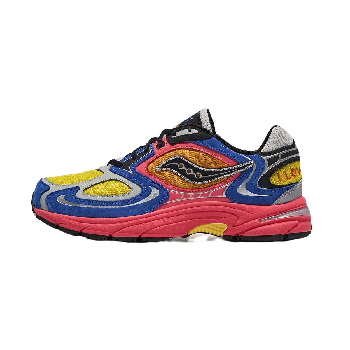 Men's Saucony Grid Jazz 9 - I Love You But I'm Busy x Jae Tips Exclusive Collaboration Sneakers, Mesh & Suede, Vibrant Streetwear Lifestyle Shoes, GRID Cushioning for All-Day Comfort & Everyday Walks