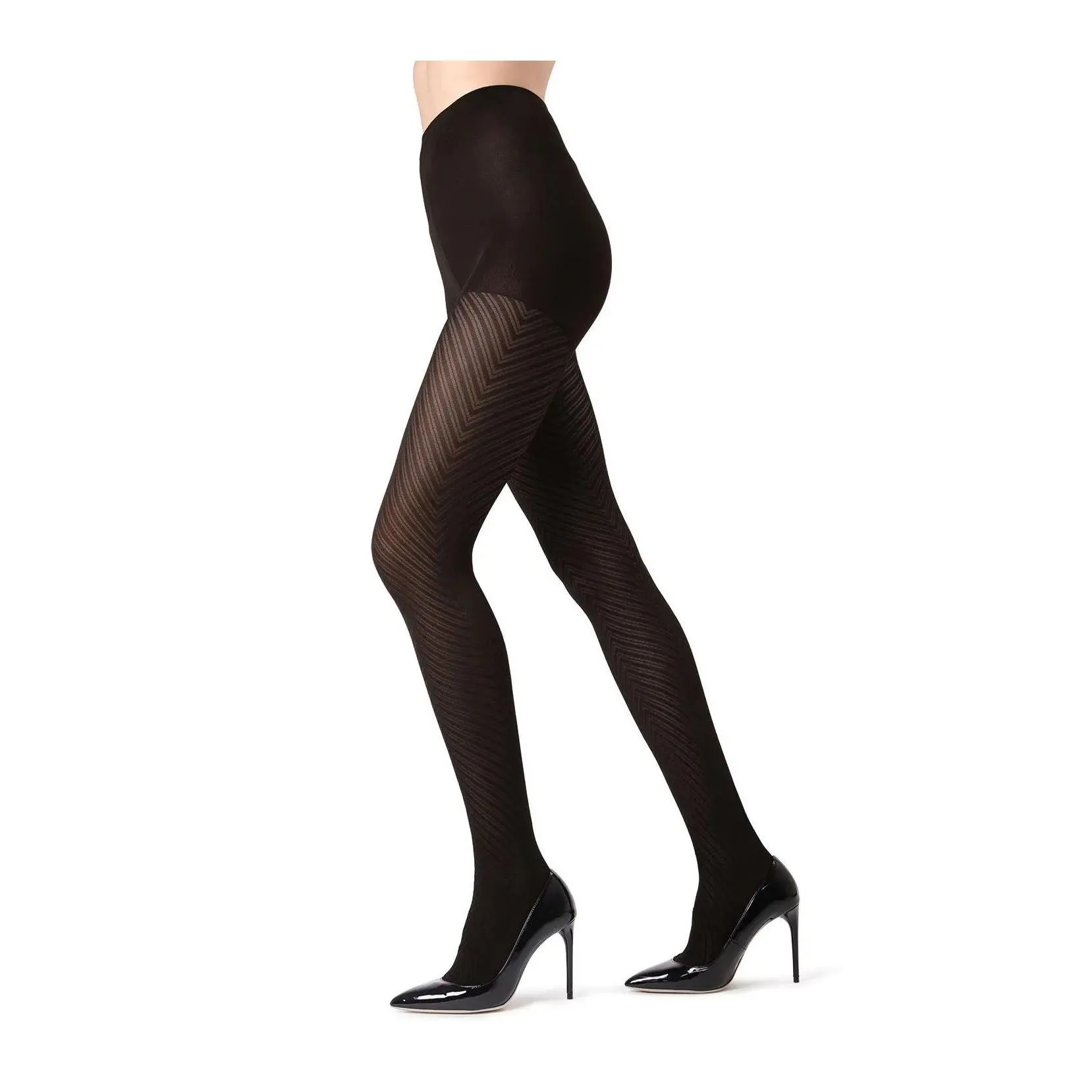 Memoi Chevron Control-Top Medium-Weight Smoothing Tights