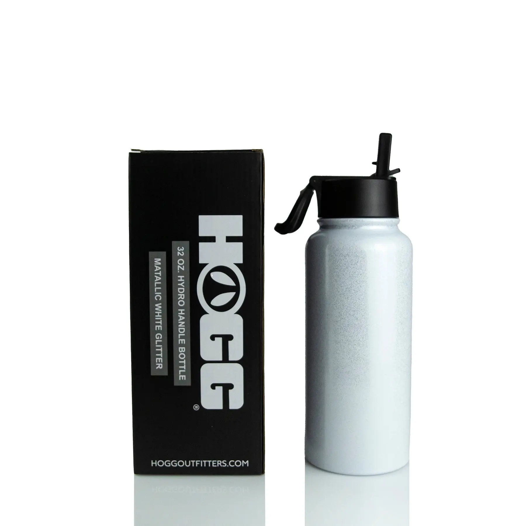 32oz Sublimatable Metallic Glitter Hydro Handle Bottle - White