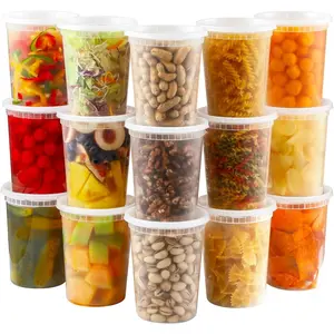 20 Sets 32 oz Plastic Deli  Containers With , Airtight  Storage Containers, Freezer/Dishwasher/Microwave Safe, Soup Containers For Takeout Meal Prep Storage