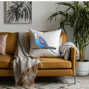 Blue Budgie Pillow