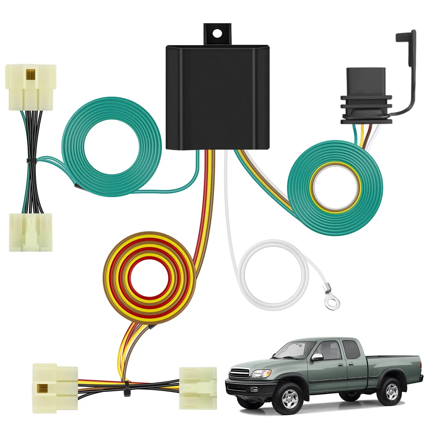 Nilight 4-Pin Trailer Wiring Harness Kit 55379, Plug-N-Play with Copper Wires, Standard 4-Way Hitch Harness for 1989-1995 Pickups & 2000-2004 Tacomas, Towing Setup Accessory