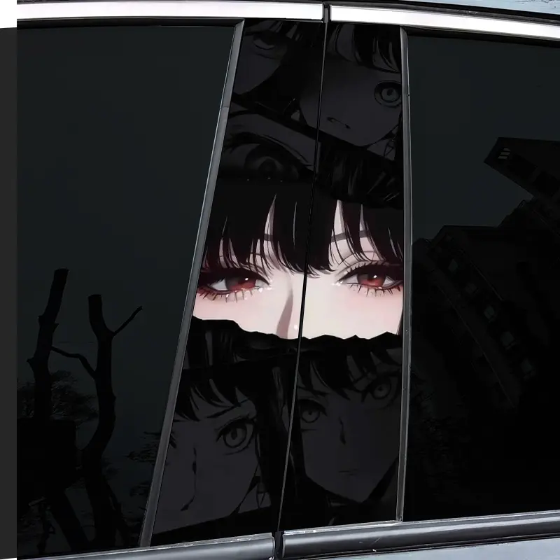 2 very good-looking and interesting car mid-pillar stickers with personal creativity, B-pillar protective film, attractive eye pattern car stickers stickers, suitable for cars, Car Decals