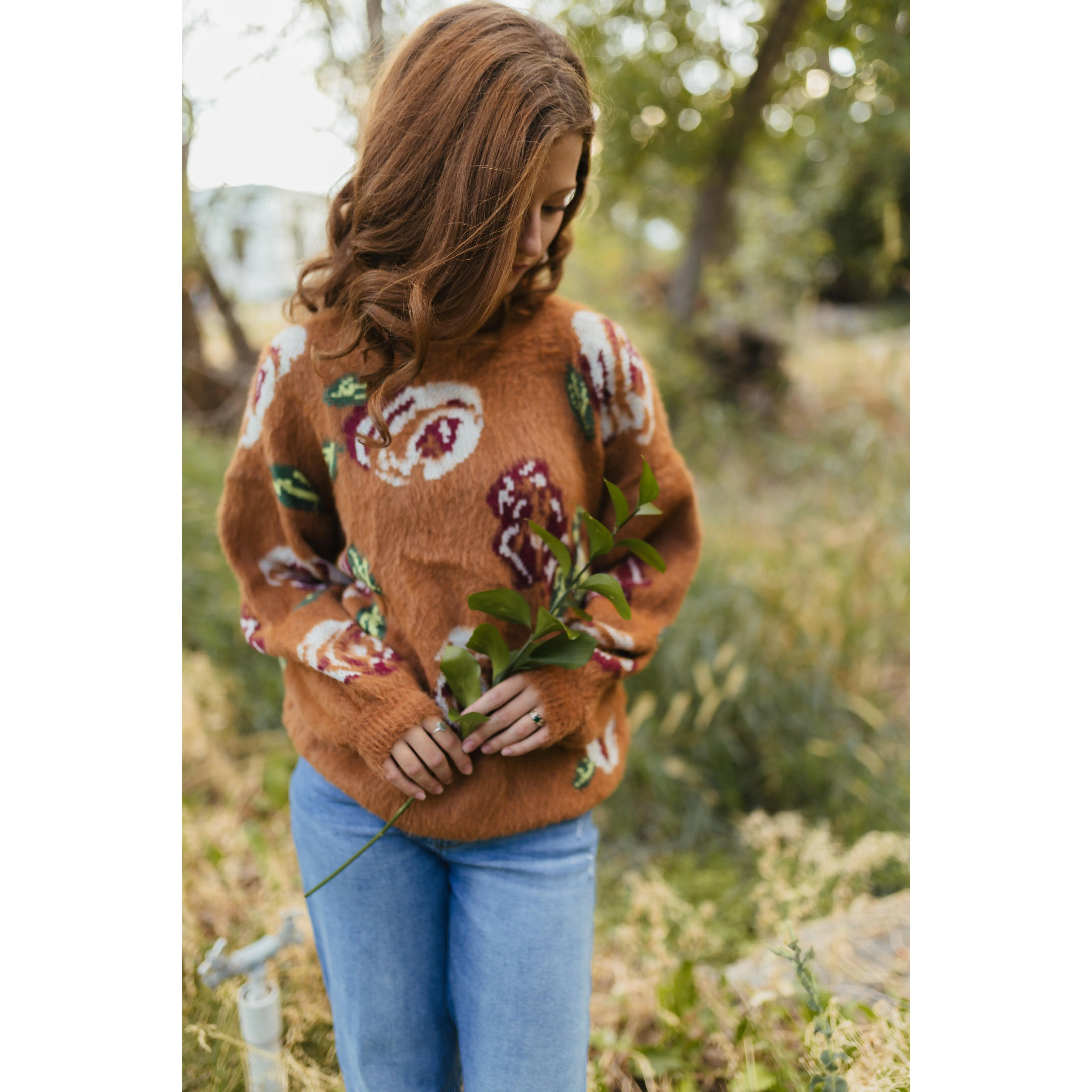 Fuzzy Floral Sweater