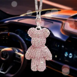 Water Drill Bear Car Interior Decoration, High-End Elegant Hanging Ornament, Multi-Color, Perfect for Car Accessories