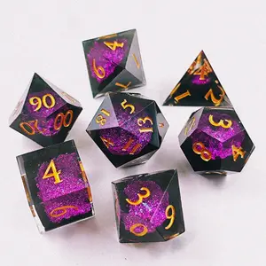 7-Piece Sharp Edge Cave Resin Polyhedral Dice Set, Perfect for Gifting, D&d, and Tabletop Role-Playing Games, Ideal for Gamers and Collectors